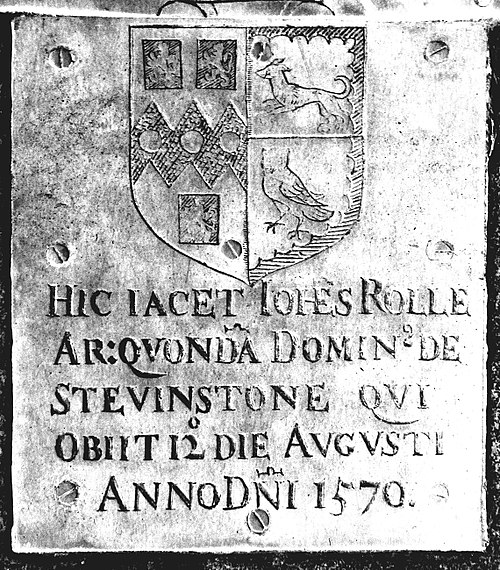 Small monumental brass of John Rolle (died 1570), St Giles in the Wood Church