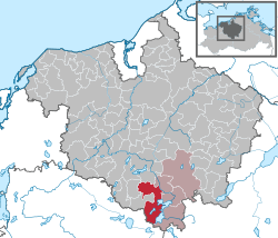 Elhelyezkedése Mecklenburg-Elő-Pomeránia térképén