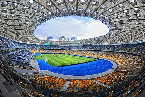 The NSC Olimpiyskiy Stadium in Kyiv hosted the final