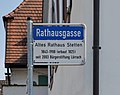 * Nomination Lörrach-Stetten: street sign of Rathausgasse (town hall alley) --Taxiarchos228 11:19, 27 April 2012 (UTC) * Promotion Good quality. --Saffron Blaze 11:57, 27 April 2012 (UTC)