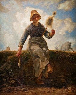 La fileuse, chevrière auvergnate de Jean-François Millet (1868-1869, musée d'Orsay). (définition réelle 1 576 × 1 974)