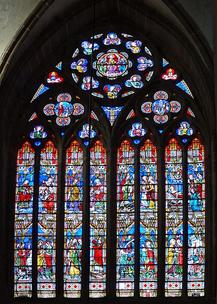 Fichier:Le vitrail principal du transept nord de la cathédrale Saint-Samson (maîtresse vitre) - Dol-de-Bretagne.jpg