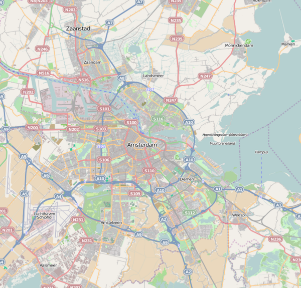 Ce modèle sert à la géolocalisation de lieux sur cette carte d'Amsterdam.