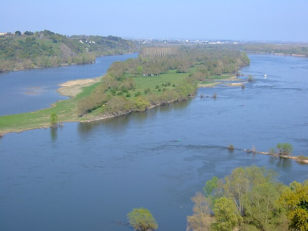 The Loire River near the town of Champtoceaux in the Anjou wine region.