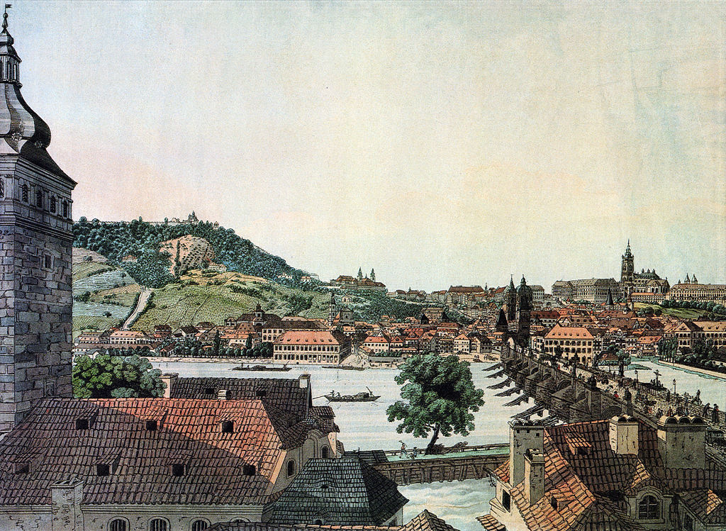 On devine la colline de Petrin à Prague sur ce dessin de 1820.