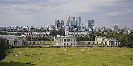 The view from Greenwich Observatory which is easily reached by boat services plying the Thames