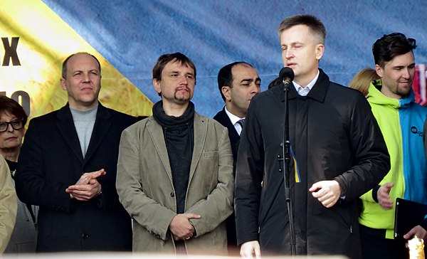 Nalyvaichenko and Andriy Parubiy (far left), 23 March 2014