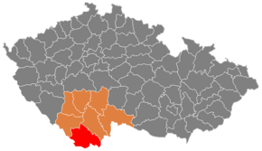 Kart over Český Krumlov distrikt