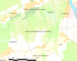 Mapa obce Saint-Symphorien-sous-Chomérac