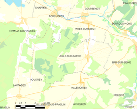 Mapa obce Jully-sur-Sarce