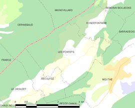 Mapa obce Les Pontets