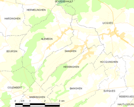 Mapa obce Sanghen