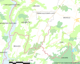 Mapa obce Trémouille-Saint-Loup