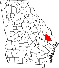 Map of Georgia highlighting Bulloch County