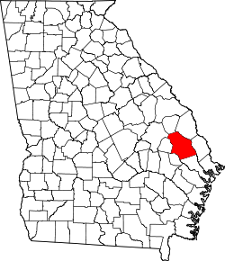 Karte von Bulloch County innerhalb von Georgia