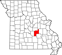 map of Missouri highlighting Phelps County