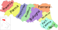 Le provincie dell'Emilia-Romagna, in una carta corografica