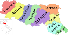 Provinzen und Metropolitanstadt der Emilia-Romagna