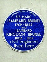 Marc Brunel 1769-1849 ve Isambard Kingdom Brunel 1806-1859 İnşaat Mühendisleri burada yaşadılar.jpg