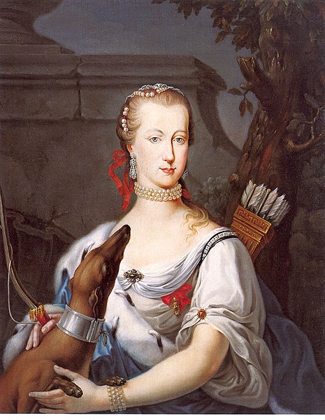 Maria Amalia as Diana on Carlo Angelo dal Verme's portrait, currently displayed at the Galleria nazionale di Parma
