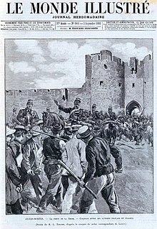 Arrival of troops on the scene, 18 hours after the drama Massacre du 17 aout 1893 a Aigues-Mortes.jpg