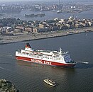 Cruiseferry MS Olympia leaving Katajanokka, Helsinki for Stadsgården, Stockholm in 1986