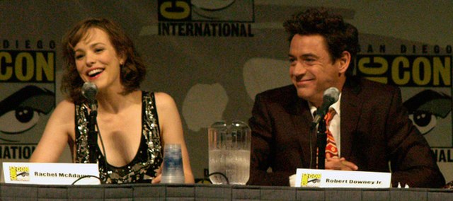 McAdams and Downey Jr. at a panel to promote the film at the 2009 San Diego Comic-Con