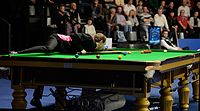 Deutsch: Bild aufgenommen in Berlin während des German Masters im Snooker 2015. Michael Wasley. English: Picture taken in Berlin during the Snooker German Masters in 2015. Michael Wasley.