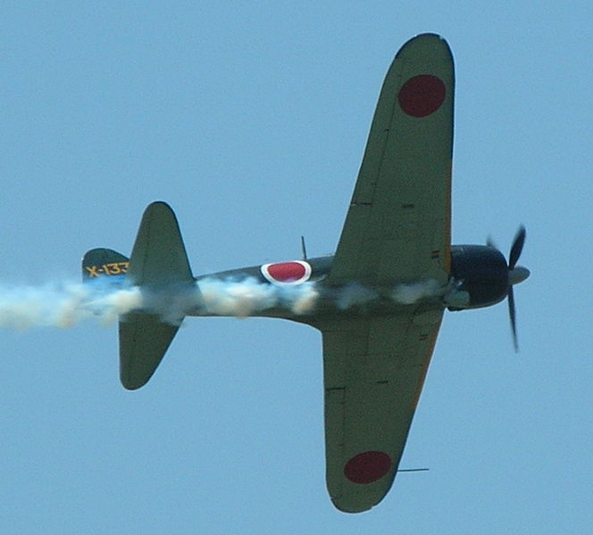 File:Mitsubishi A6M Zero X-133 in flight at PCDM 2009.JPG