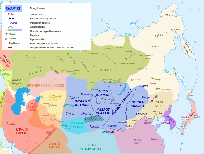 Central Asia in 1636. The Dzungar Khanate was the last great nomadic empire in Central Asia.