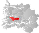 Mapa do condado de Sogn og Fjordane com Gaular em destaque.