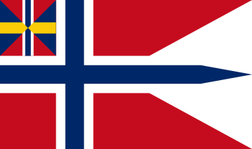 War flag and naval ensign of Norway (1844–1905). The union mark was removed from the state flag after 1898.