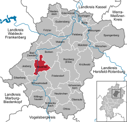Läget för Neuental i Schwalm-Eder-Kreis