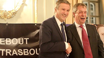 Farage with France Arise leader Nicolas Dupont-Aignan in Strasbourg, February 2013