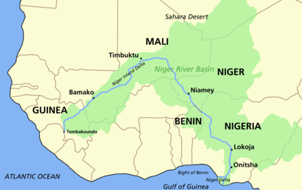 Map of the Niger, showing its watershed and "inland delta"