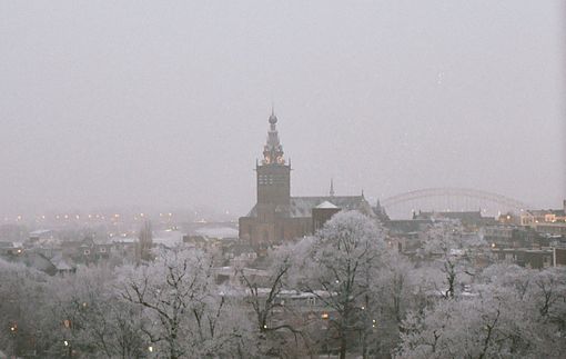 Panorama Nijmegen w zimie