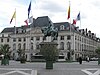 A view of Place du Martroi, showing the equestrian statue of Joan of Arc