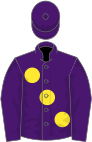 Purple, large yellow spots, purple cap
