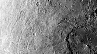 Some of the canyons leading from the rim of Urvara crater