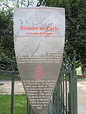 Panneau Histoire de Paris « Le donjon du Temple ».