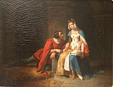 Frédéric Peyson, Marguerite de Bourgogne écoutant Buridan, 1844