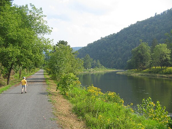 Pine Creek and the rail trail north of Waterville in Cummings Township in Lycoming County