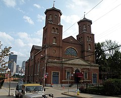 Pittsburgh's Grand Hall at the Priory (formerly St. Mary's German Catholic Church), built in 1854, located at the corner of Pressley, Nash and Lockhart Streets.