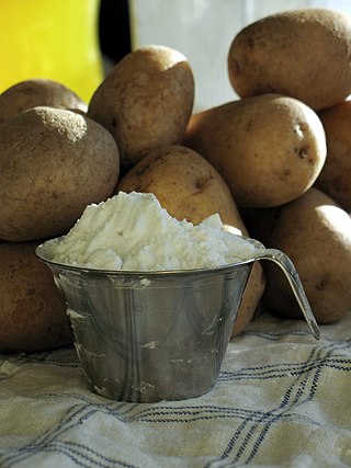 <span class="mw-page-title-main">Potato starch</span> Thickening agent used for culinary purposes