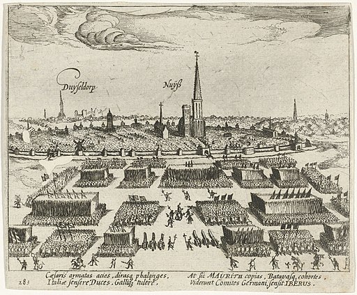 Prins Maurits stelt zijn leger bij Neuss in slagorde, 1610, RP-P-OB-80.619