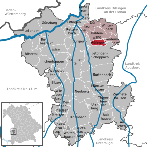 Poziția Röfingen pe harta districtului Günzburg