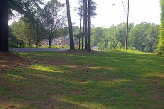 This is the Railroad Bed of the, Farmville and Powhatan Railroad at Winterpock, Virginia on Beach Road. Railroad Bed of the Brighthope Railroad.jpg