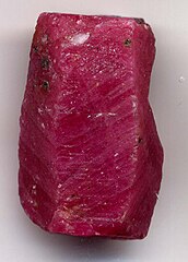 A naturally occurring ruby crystal