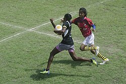 A Women's Rugby Match in progress during the All India and South Asia Rugby Tournament Rugby Women.jpg