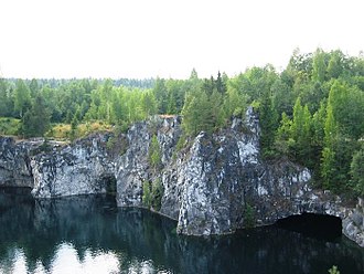 Cliffs near Sortavala, Russia Ruskeala park.jpg